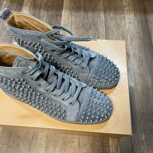 Christian Louboutin Gray Spiked Sneakers